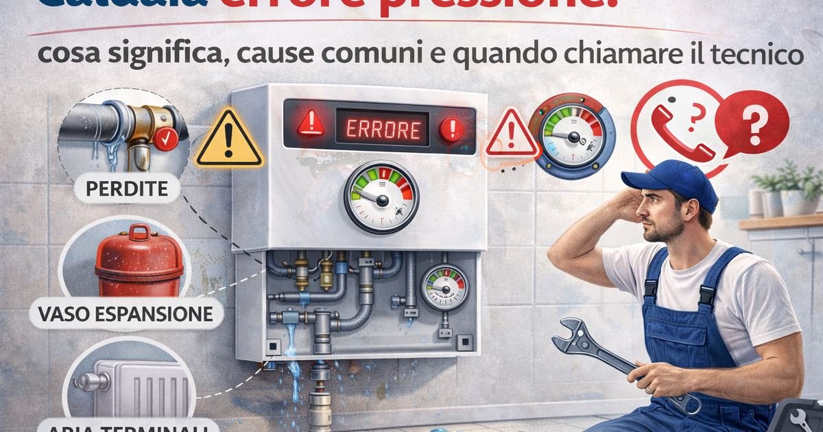 Caldaia errore pressione: cosa significa, cause comuni e quando chiamare il tecnico