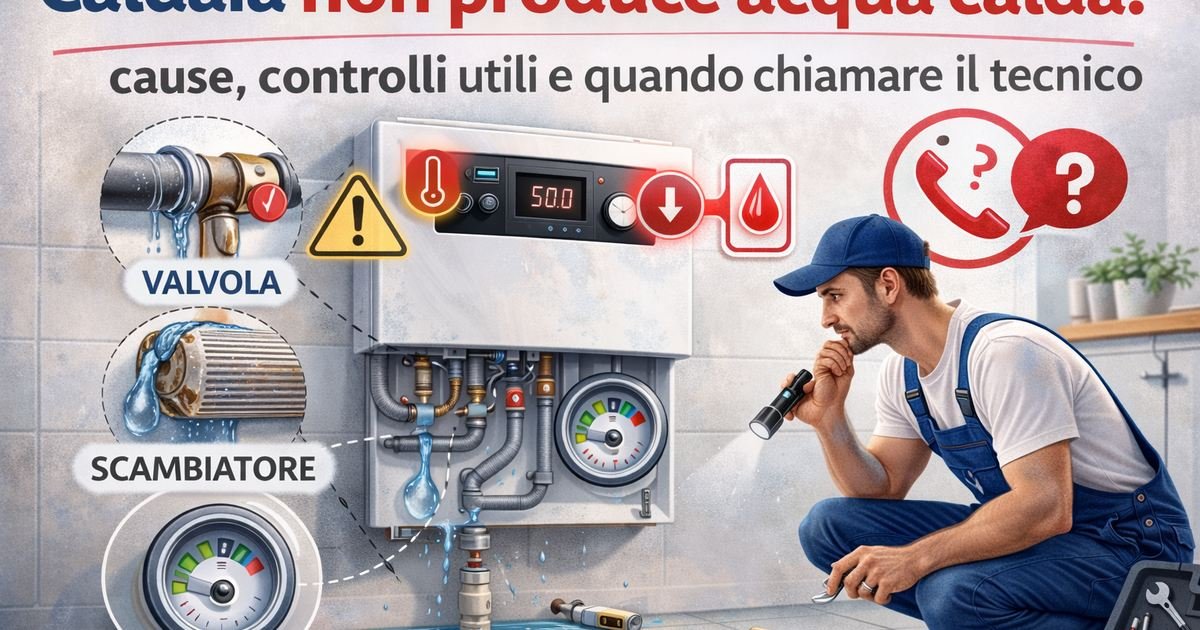 Caldaia non produce acqua calda: cause, controlli utili e quando chiamare il tecnico