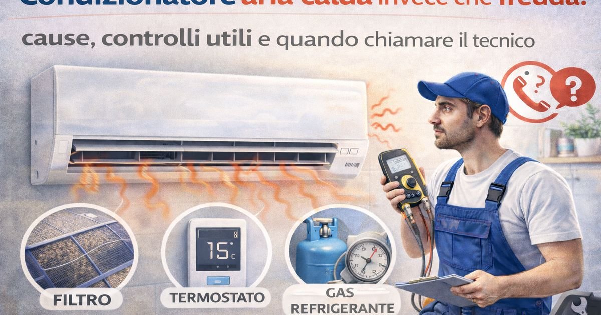 Condizionatore aria calda invece che fredda: cause, controlli utili e quando chiamare il tecnico