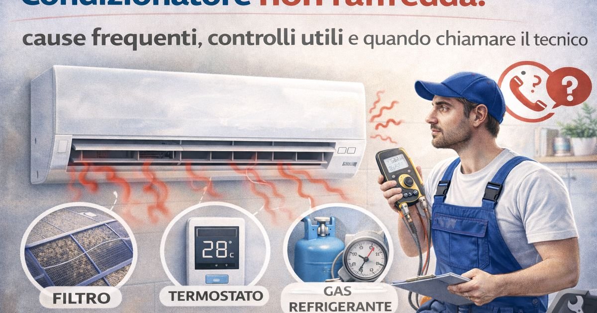 Condizionatore non raffredda: cause frequenti, controlli utili e quando chiamare il tecnico