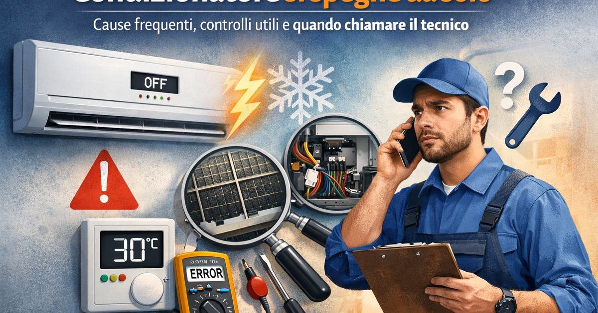 Condizionatore si spegne da solo: cause frequenti, controlli utili e quando chiamare il tecnico