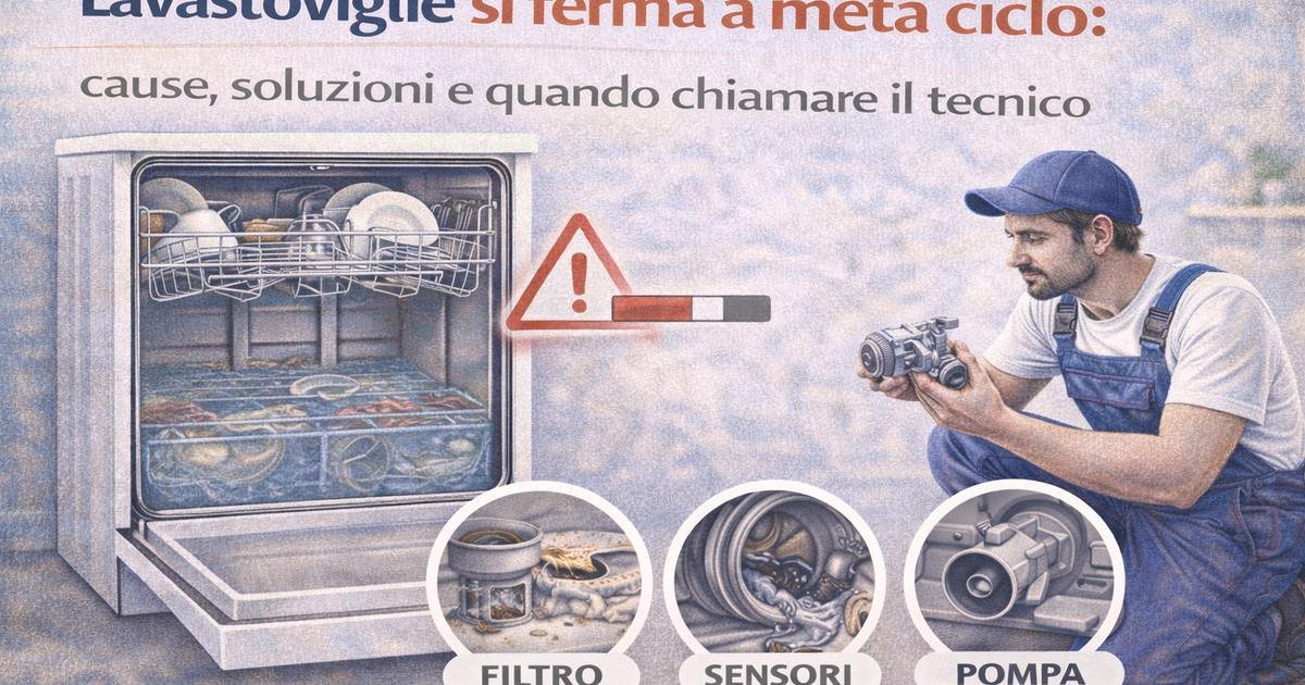 Lavastoviglie si ferma a metà ciclo: cause, soluzioni e quando chiamare il tecnico