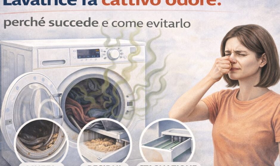 lavatrice con cattivo odore e manutenzione del cestello per eliminare odore di muffa