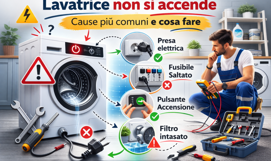 Lavatrice non si accende: cause più comuni e cosa fare