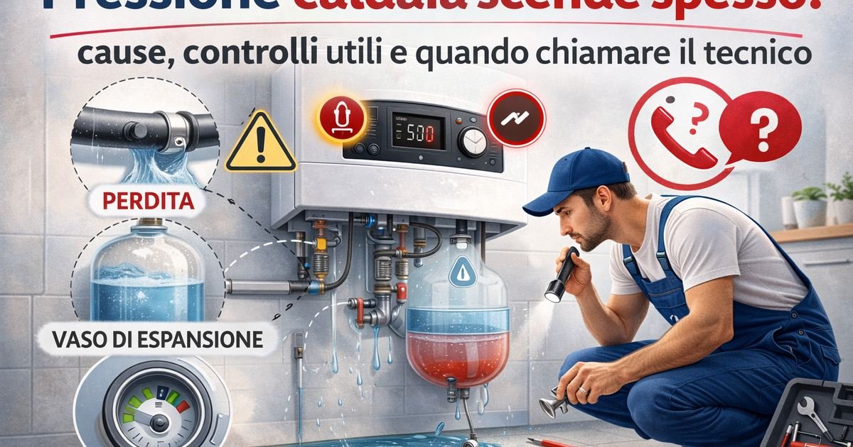 Pressione caldaia scende spesso: cause, controlli utili e quando chiamare il tecnico
