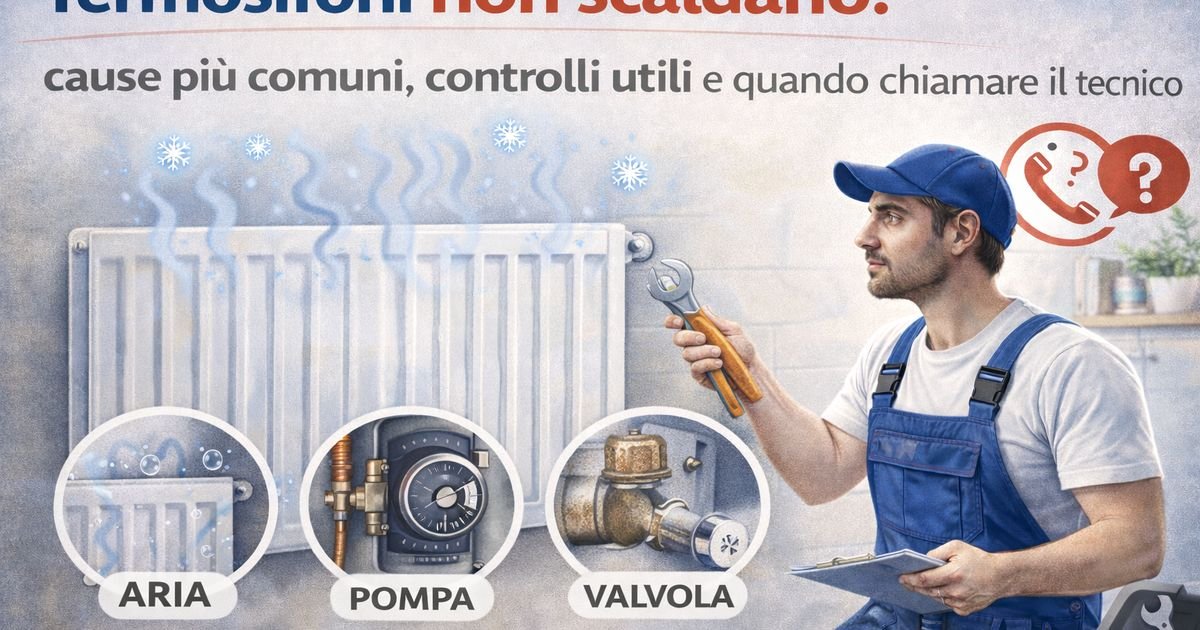 Termosifoni non scaldano: cause più comuni, controlli utili e quando chiamare il tecnico