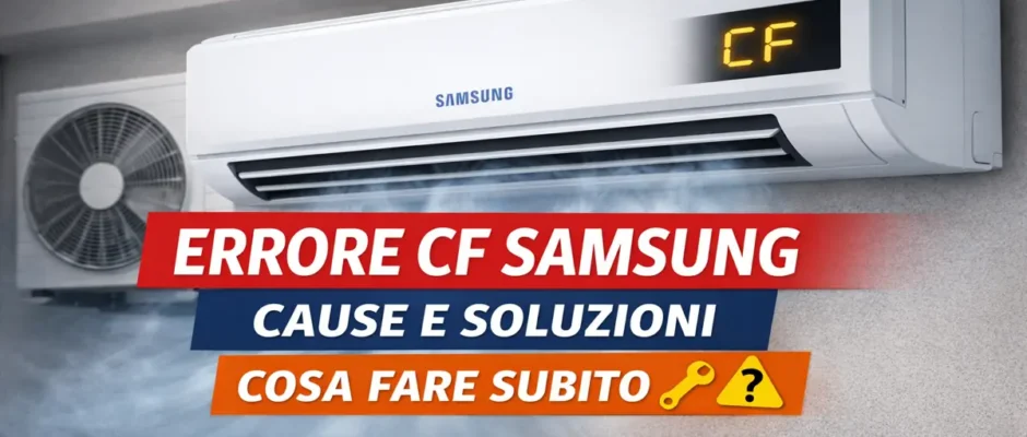 condizionatore Samsung con errore CF sul display e indicazioni su cause e soluzione