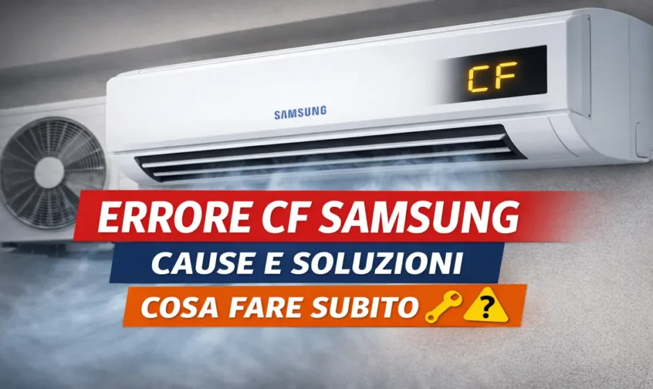 condizionatore Samsung con errore CF sul display e indicazioni su cause e soluzione