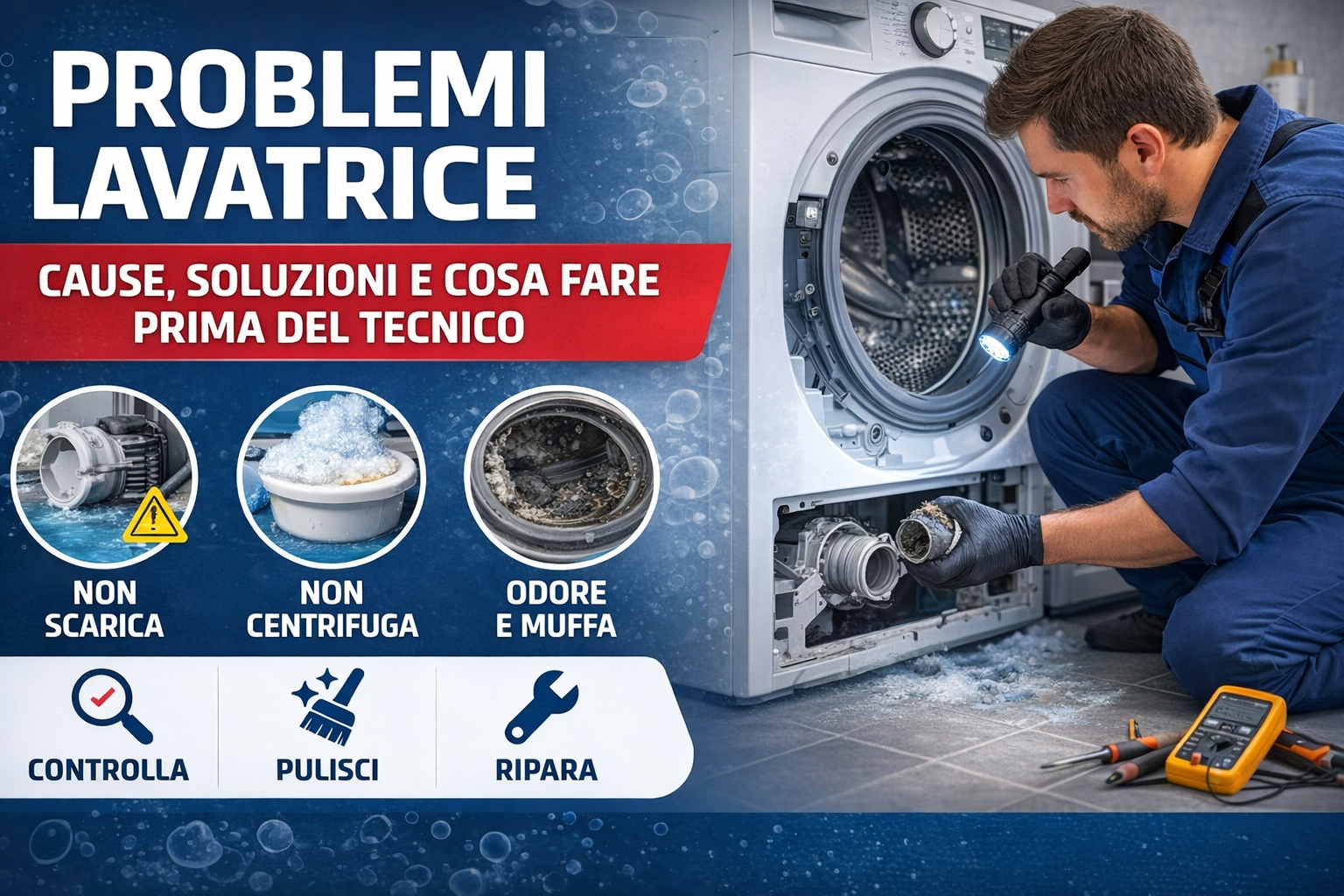 Problemi lavatrice: cause, soluzioni e cosa fare prima del tecnico