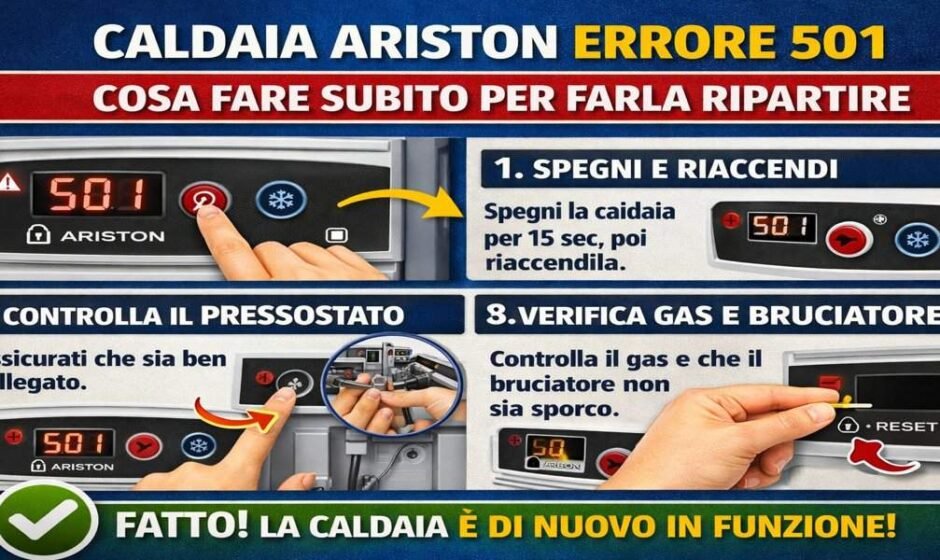 Caldaia Ariston errore 501: cosa fare subito per farla ripartire e risolvere il blocco accensione