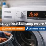 Asciugatrice Samsung errore HE: cause più comuni e cosa fare subito