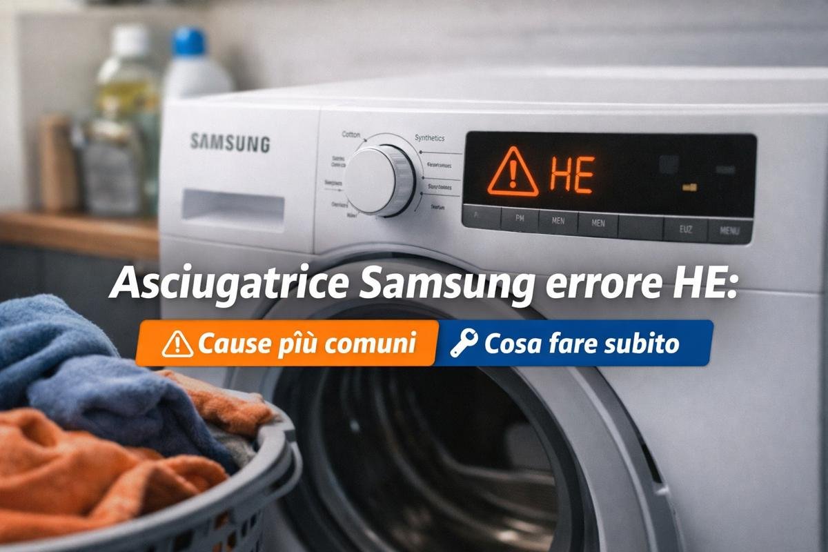 Asciugatrice Samsung errore HE: cause più comuni e cosa fare subito