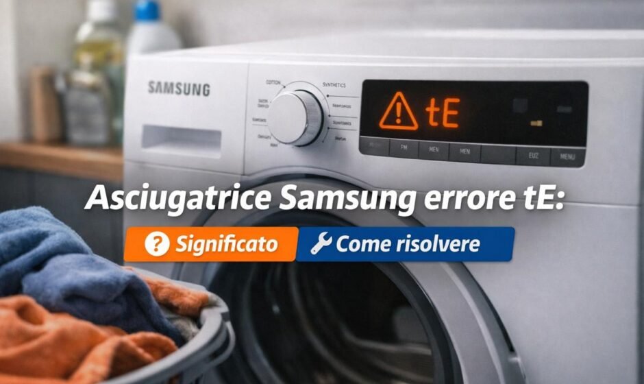 Asciugatrice Samsung con errore tE sul display e problema sensore temperatura