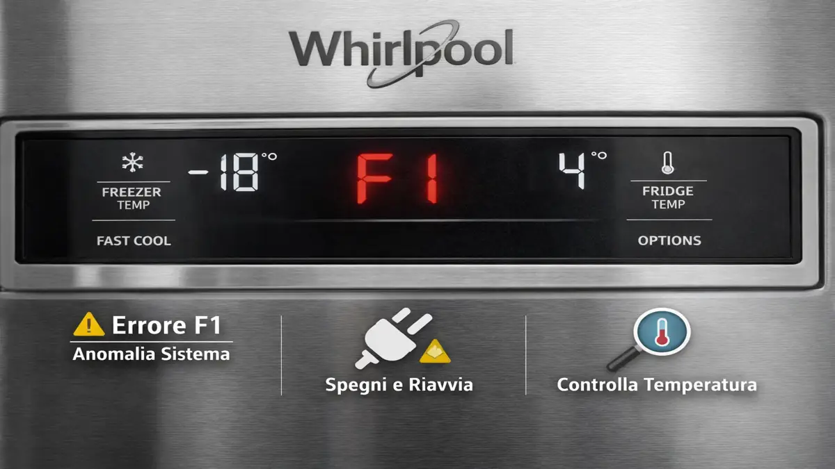 Frigorifero Whirlpool errore F1: cosa significa davvero e cosa fare subito