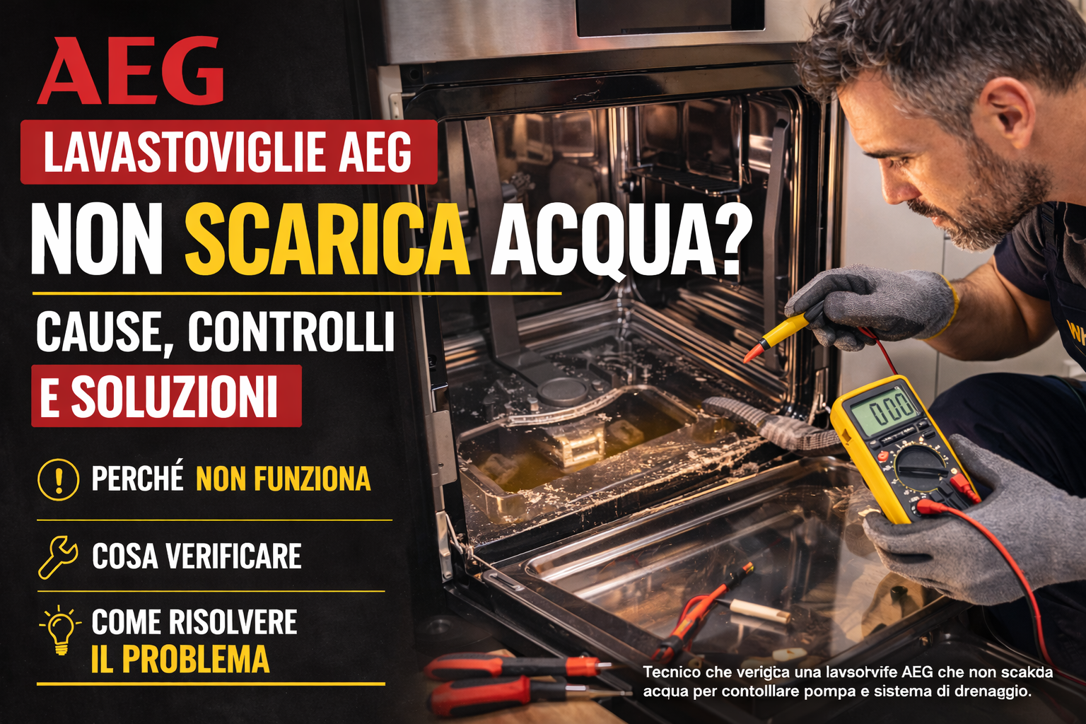 Lavastoviglie AEG non scarica acqua: cause, controlli e soluzioni