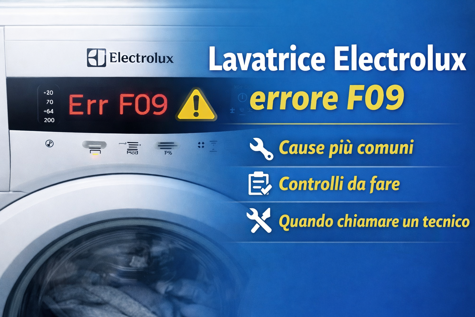 Lavatrice Electrolux errore F09: cosa significa e come risolvere