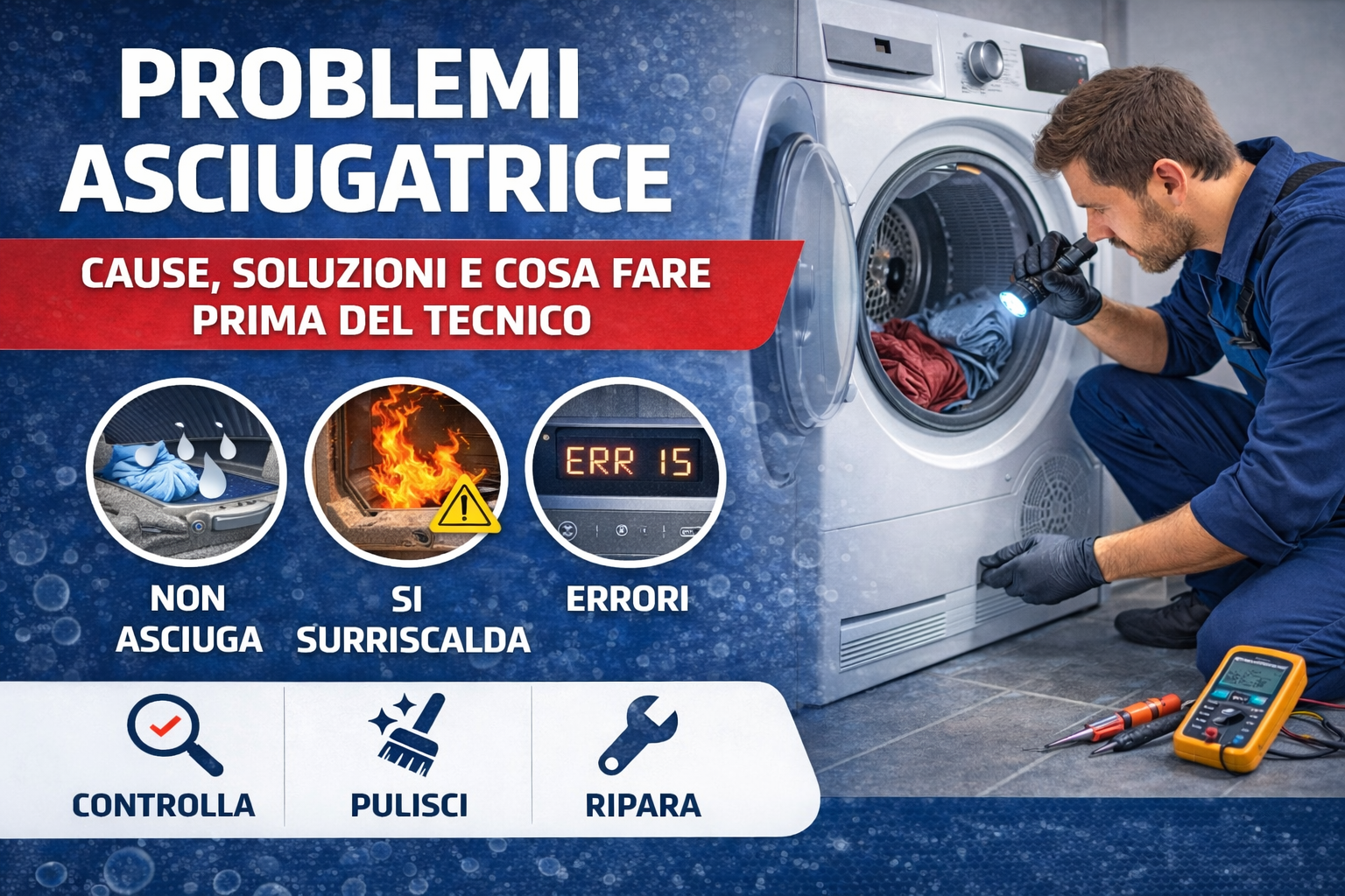 Problemi asciugatrici: cause, soluzioni e quando chiamare un tecnico